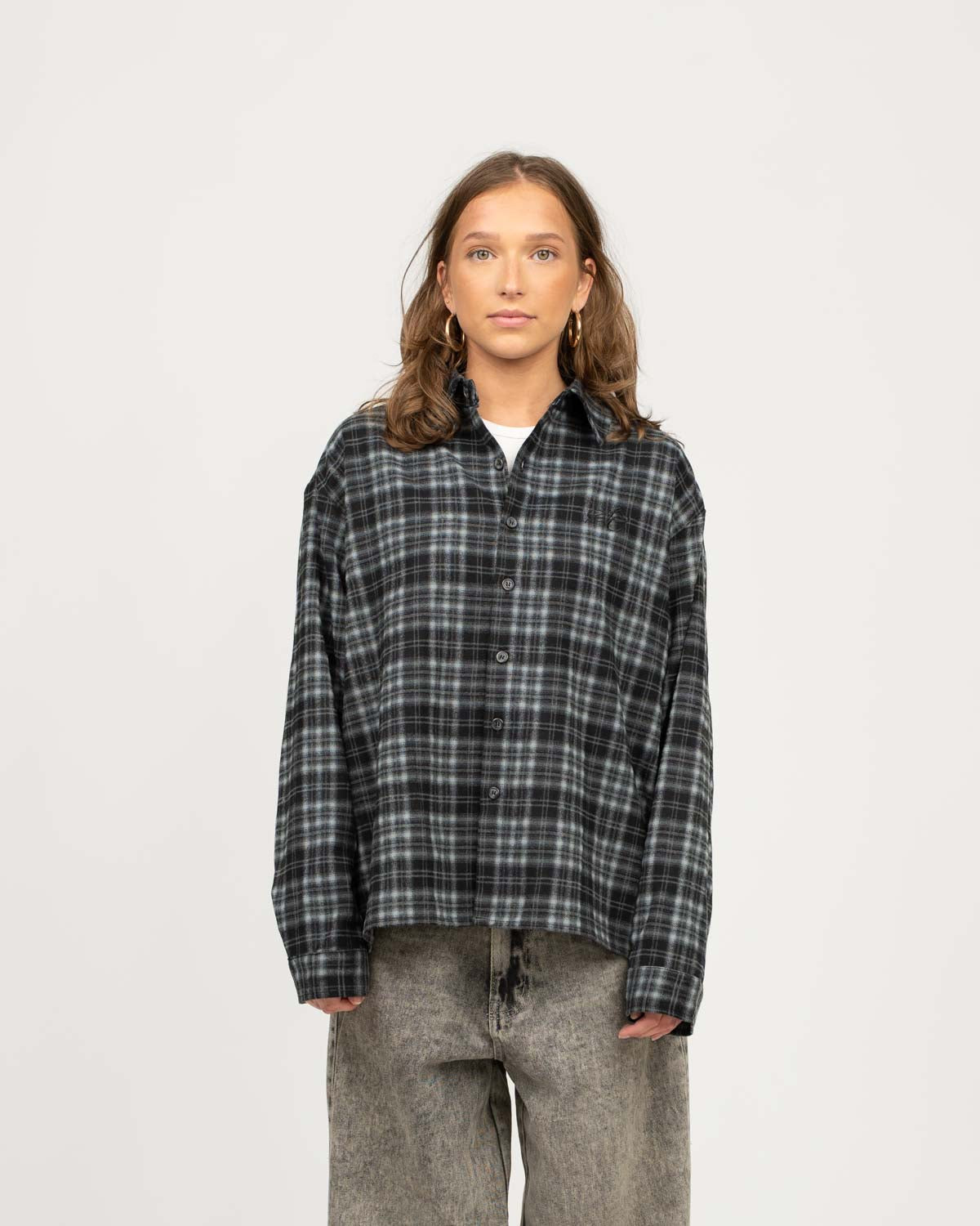 Checkered flannel shirt gray